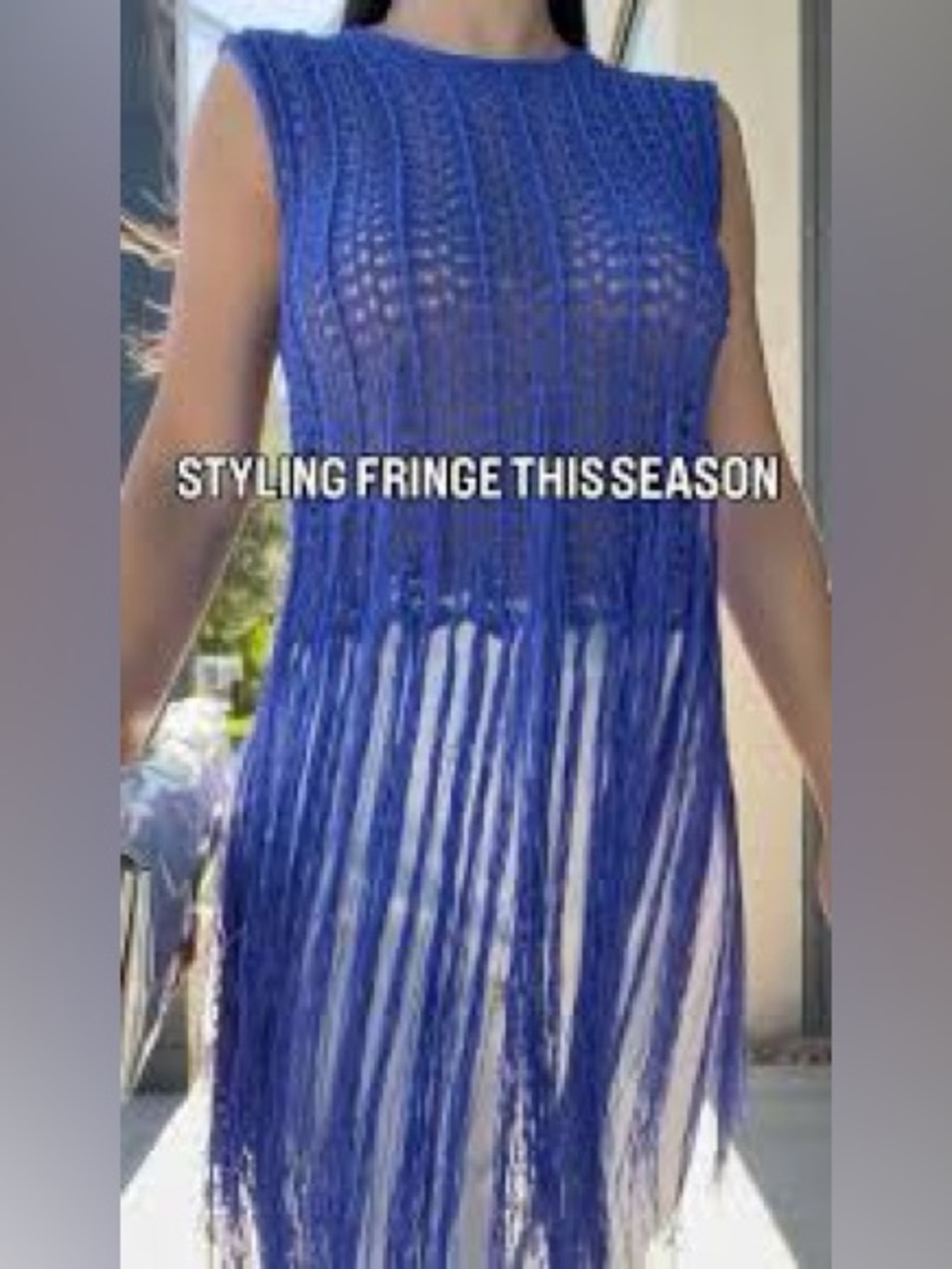 NWT Zara Crochet Fringe Sleeveless Top in Vivid Electric Periwinkle Blue Small - Picture 12 of 12